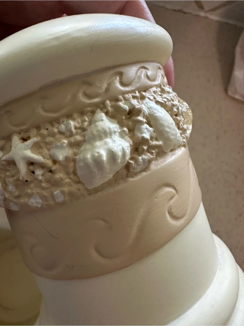 Neutral Beach Shell Accent Toothbrush Holder and Tumbler Set